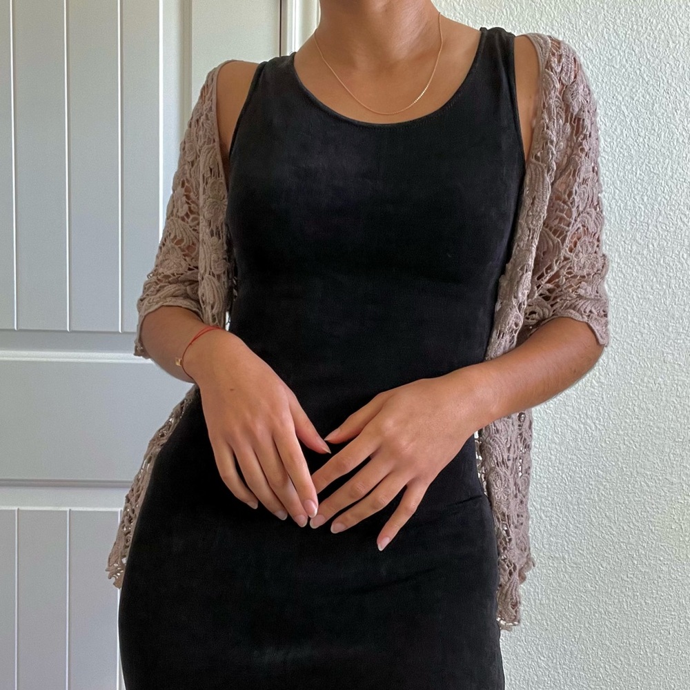 Questions - Tan Lace Cardigan